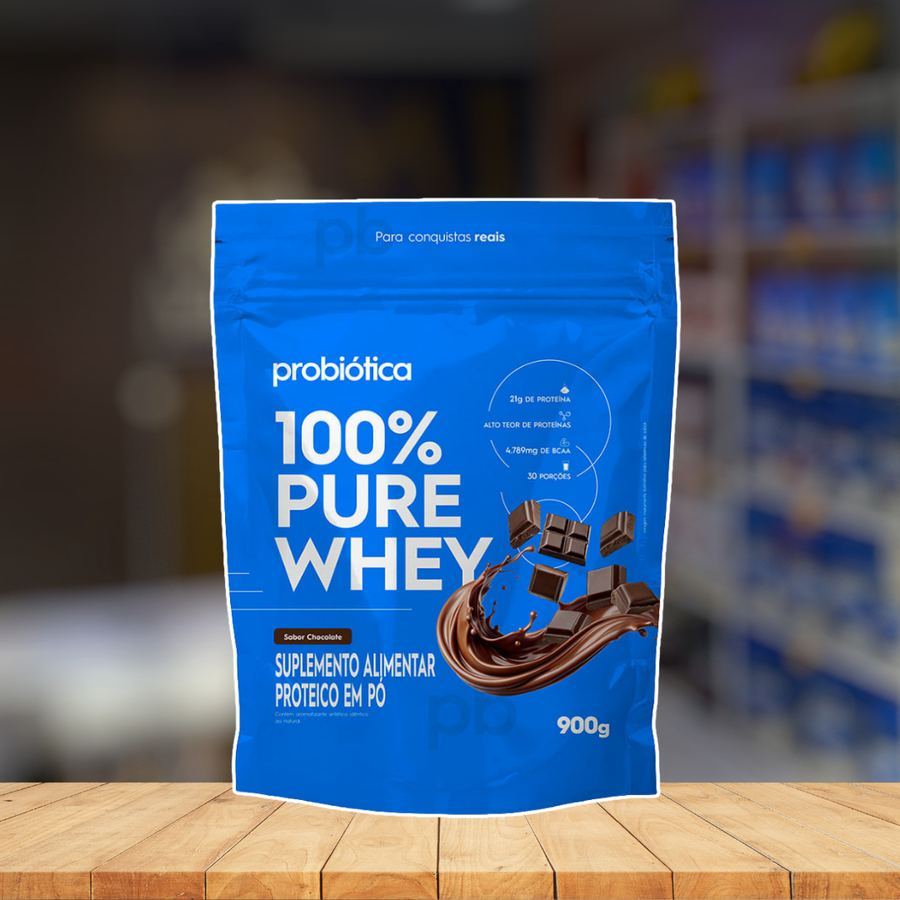 100% PURE WHEY CHOCOLATE SACHÊ 900G PROBIÓTICA